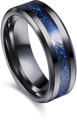 Yellow Chimes DRAGON Celtic Inlay Polish Finish Stainless Steel Metal Ring