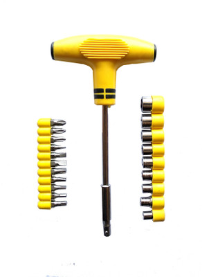 

JON BHANDARI 24 PCS T-HANDLE SOCKET BIT SCREWDRIVER SET Combination Screwdriver Set(Pack of 1), Yellow