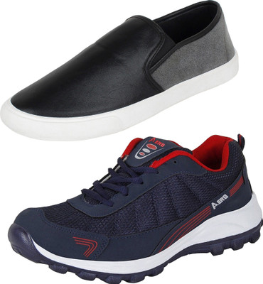 

Aero 02 Pair Combo Power Play Running and Canvas Sneakers Sneakers For Men(Blue, Red, Black, Grey