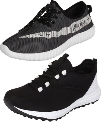 

Aero 02 Pair Combo Power Play Running and Canvas Sneakers For Men(Grey, Black, White, Black::white::grey