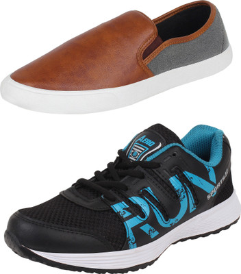 

Aero 02 Pair Combo AMG Performance Running and Canvas Sneakers For Men(Black, Blue, Brown, Grey, Black::cyan::brown::grey