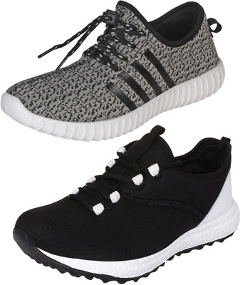

Aero 02 Pair Combo Power Play Running and Canvas Walking Shoes For Men(Multicolor, Black::white::dgrey