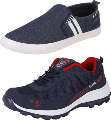 

Aero 02 Pair Combo Power Play Running and Canvas Sneakers Sneakers For Men(Blue, Red, Blue