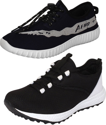 

Aero 02 Pair Combo Power Play Running and Canvas Walking Shoes For Men(Multicolor, Black::white::blue