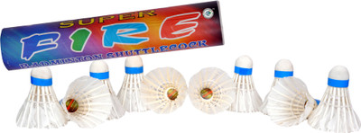 STC Super Fire White Medium Feather Shuttle  - White(Medium, 77, Pack of 10)
