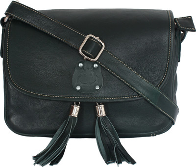 

Hippo Women Green Genuine Leather Sling Bag