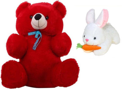

DMGC Soft Teddy Combo Of Stuffed Spongy Hugable Cute Teddy Bear Red Color 88 CM & Soft Rebbit 24 CM - 58 cm(Multicolor)