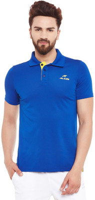 ALCIS Solid Men Polo Neck Blue T-Shirt