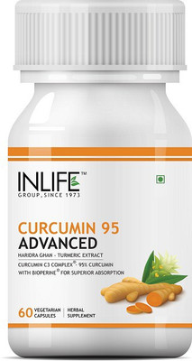 

Inlife Curcumin C3 Complex (95% Curcuminoids) 500 mg Turmeric with BioPerine (Piperine) Extract Supplement 5 mg - 60 Vegetarian Capsules(60 No)