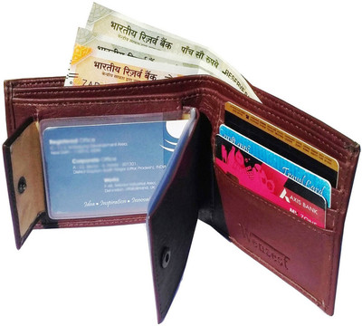 

Wenzest Men Brown Genuine Leather Wallet(10 Card Slots), Multi color