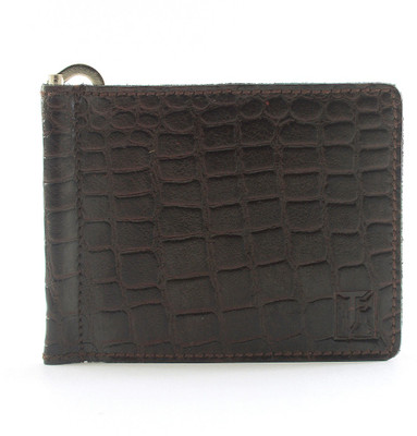 

TOFFIL Men Brown Genuine Leather Money Clip(2 Card Slots), Dark brown