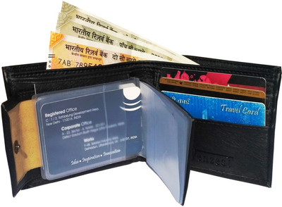 Wenzest Men Black Artificial Leather Wallet(10 Card Slots)