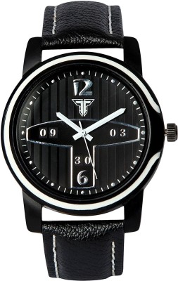 Traktime New Edge Analog Luxury Black Round Dial Leather Strap Watch  - For Men   Watches  (Traktime)