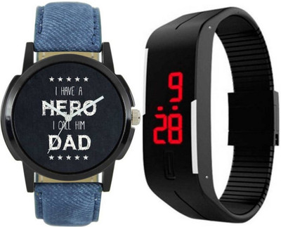 piu collection SR_1-0001 Dad Them With Digital Hand Band & Leather Belt Watch Watch - For Men