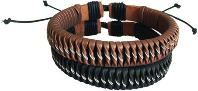 rich & famous Leather Bracelet Set(Pack of 2)