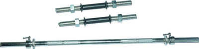 

Monika Sports 3 ft straight rod with 2 dumbell rods Weight Lifting Bar(Silver)