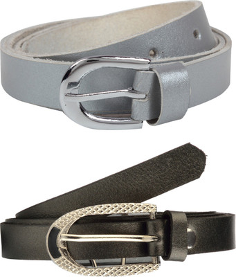 

Exotique Women Casual Multicolor Genuine Leather Belt, Black;silver