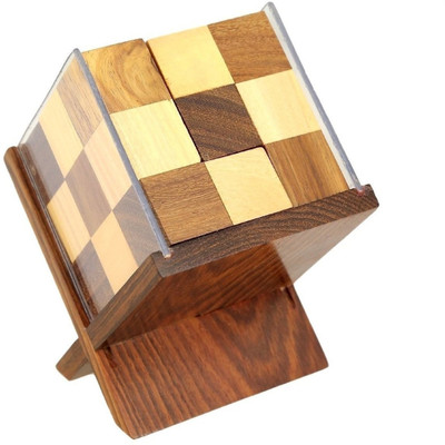 

Kartique Handmade Wooden Block Puzzle Game | Brain Teaser | Desk Decor | Soma Cube(Brown)