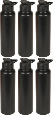 Style Homez Stainless Steel Water Bottle 1000 ml Set of 6 Sipper, Black Color 6000 ml Sipper(Pack of 6, Black)