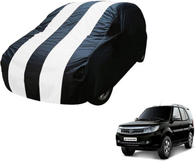 MOCKHE Car Cover For Tata Safari Storme (Without Mirror Pockets)(Blue, White)