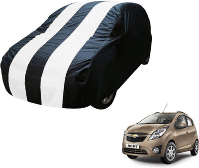 MOCKHE Car Cover For Chevrolet Beat (Without Mirror Pockets)(Blue, White)