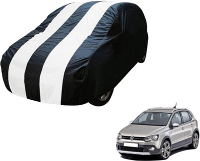 MOCKHE Car Cover For Volkswagen Polo Cross (Without Mirror Pockets)(Blue, White)