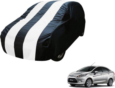 MOCKHE Car Cover For Ford Fiesta Classic (Without Mirror Pockets)(Blue, White)