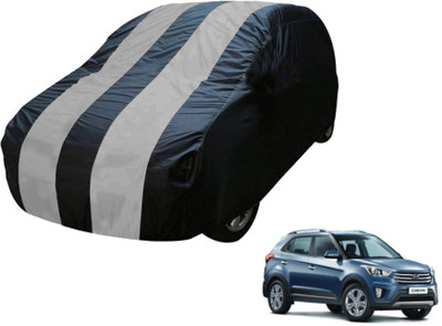 MOCKHE Car Cover For Hyundai Creta (Without Mirror Pockets)(Blue, Silver)