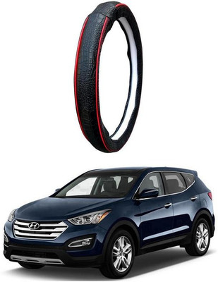 AUTO PEARL Steering Cover For Hyundai SantaFe(Black Red, Leatherite)