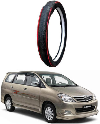 AUTO PEARL Steering Cover For Toyota Innova(Black Red, Leatherite)