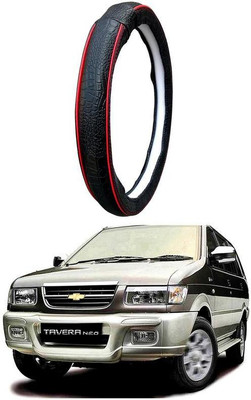 AUTO PEARL Steering Cover For Chevrolet Tavera(Black Red, Leatherite)