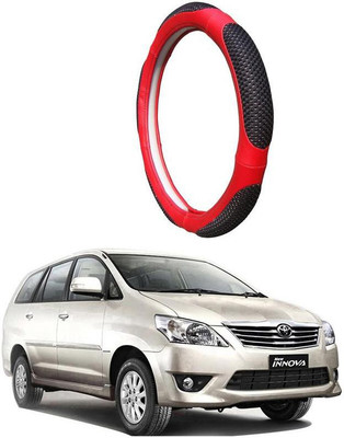 AUTO PEARL Steering Cover For Toyota Innova(Black Red, Leatherite)