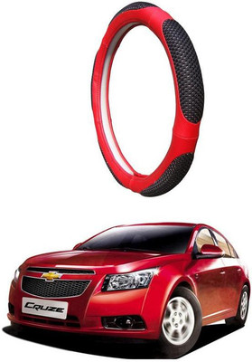 AUTO PEARL Steering Cover For Chevrolet Cruze(Black Red, Leatherite)
