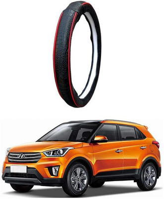 AUTO PEARL Steering Cover For Hyundai Creta(Black Red, Leatherite)