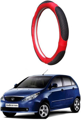 AUTO PEARL Steering Cover For Tata Indica Vista(Black Red, Leatherite)