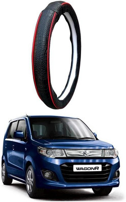 AUTO PEARL Steering Cover For Maruti WagonR(Black Red, Leatherite)