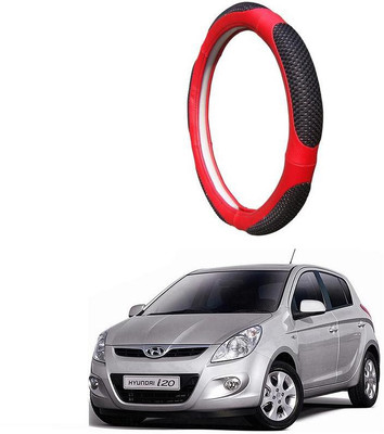 AUTO PEARL Steering Cover For Hyundai i20(Black Red, Leatherite)