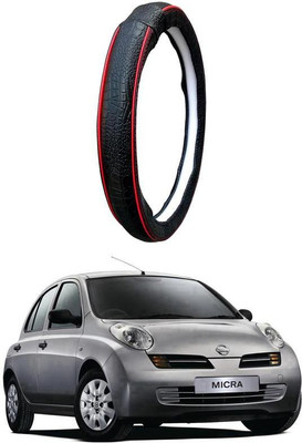 AUTO PEARL Steering Cover For Nissan Micra(Black Red, Leatherite)