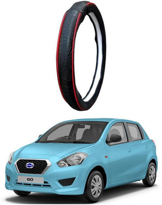 AUTO PEARL Steering Cover For Datsun Go(Black Red, Leatherite)