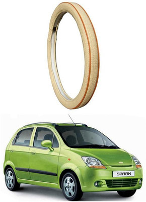 AUTO PEARL Steering Cover For Chevrolet Spark(Diamond Beige Red, Leatherite)