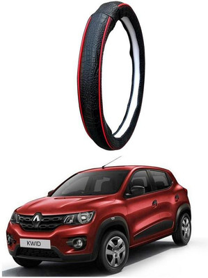 AUTO PEARL Steering Cover For Renault Kwid(Black Red, Leatherite)