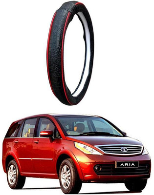 AUTO PEARL Steering Cover For Tata Aria(Black Red, Leatherite)