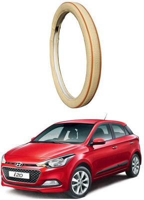 AUTO PEARL Steering Cover For Hyundai Elite i20(Diamond Beige Red, Leatherite)
