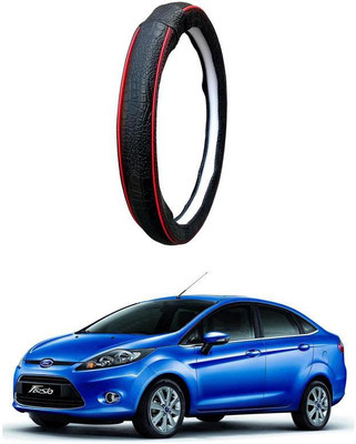 AUTO PEARL Steering Cover For Ford Fiesta(Black Red, Leatherite)