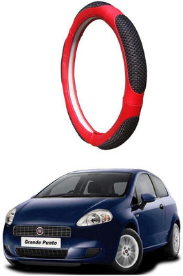 AUTO PEARL Steering Cover For Fiat Grand Punto(Black Red, Leatherite)