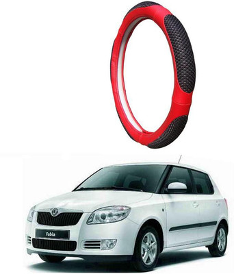 AUTO PEARL Steering Cover For Skoda Fabia(Black Red, Leatherite)