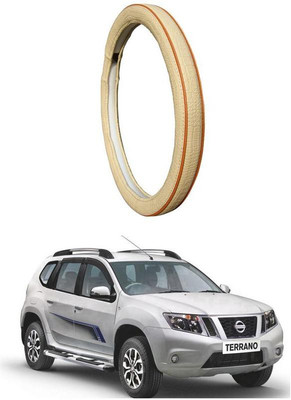 AUTO PEARL Steering Cover For Nissan Terrano(Diamond Beige Red, Leatherite)
