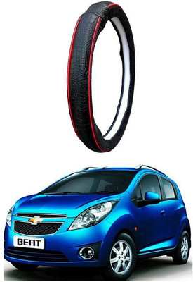 AUTO PEARL Steering Cover For Chevrolet Beat(Black Red, Leatherite)
