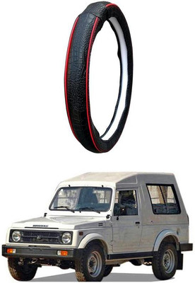 AUTO PEARL Steering Cover For Maruti Gypsy(Black Red, Leatherite)
