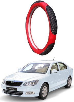 AUTO PEARL Steering Cover For Skoda Laura(Black Red, Leatherite)